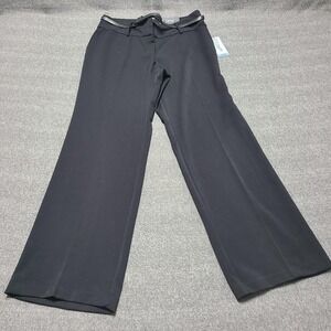 APT 9 Black Wide Leg Dress Pants Mid Rise Belted Size 10